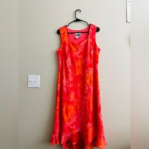 NWOT SHERI MARTIN NY Women’s Vintage Pink/Orange sleeveless dress size  14